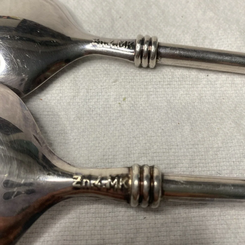 Vintage Zn.4.MK Salad Serving Spoon And Fork Silver Plated - Made In Italy